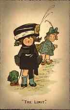 Absurd Hats Social History Comic THE LIMIT Cute Kids Valentine's c1910 Postcard picture