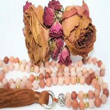 8mm Frosted Rhodochrosite 108 Beads Handmade Tassel Necklace Classic Yoga Retro picture