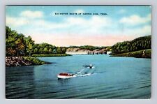 Norris Dam TN-Tennessee, Motor Boats, Antique, Vintage Souvenir Postcard picture