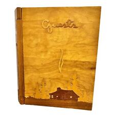 Vintage Antique 1940s Inlaid Wooden Guest Book Scrapbook Journal Sketch Book picture