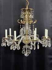 Antique Vintage Chippendale Pagoda Crystal Bronze French Georgian Chandelier picture