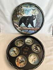 Lot Of 2 MCM 11” Trays Signed James L Artig Maine Wildlife Never Used Recessed picture