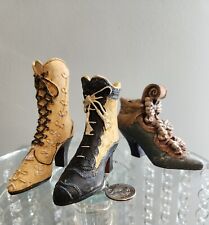 Vintage Victorian Style Lot Miniature Shoe Boots Lace Up Collectibles  picture