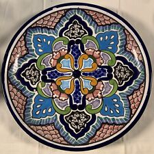 Talavera Style Pue Mexico Signed Pottery Platter Plate 10” picture