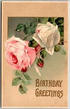 Birthday Greetings, Roses, Embossed 1911 - Postcard picture