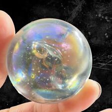 Large Vintage Italian Marble Round Polished Transparent Iridescent Orb Bubbles picture