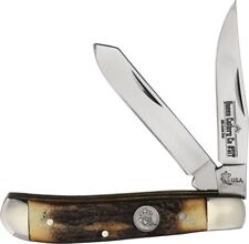 QUEEN CUTLERY KNIFE - STAG MINI TRAPPER - #QGSH07 - 3.5
