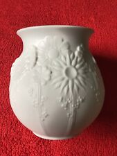 KAISER Bisque Porcelain Vase with Decorative Flowers #497 picture