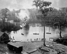1886 Stern-Wheeler Photograph * Florida Port Beautiful Boat Ship & Dock Scene picture