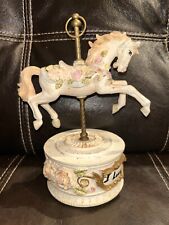 Vintage Carousel Horse Music Box AA18-1101 Ceramic/Resin Plays Nicely Personaliz picture