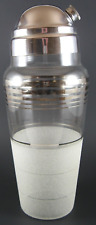 VTG COCKTAIL SHAKER WEST VA GLASS FROST NIP PLATINUM RINGS BANDS - ALL 3 PARTS picture