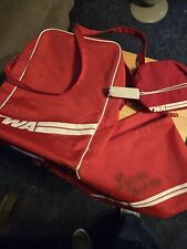 Vintage 1970’s TWA Trans World Airlines Carry On Tote Travel Bag Red White Trim picture