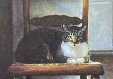 *ONE* Brown Snowshoe Tabby Cat On Chair Vtg Bookmark Deluxe Blank Note Card picture