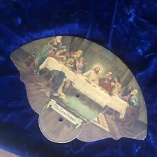 Vintage 1920s Tri-Folding Cardboard Fan The Last Supper-Laible Funeral Norwalk picture