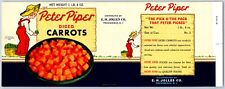 Peter Piper Diced Carrots Paper Can Label E.H. Jolles Providence, RI 1940 Scarce picture