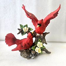 Vintage 1980's Porcelain Red Cardinal Figurine, Excellent Cond/Made In Taiwan. picture