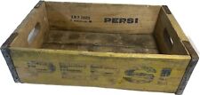 Vintage Pepsi-Cola Wooden Crate Yellow and Blue 18
