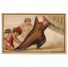 A. B. Seeley Antique Victorian 1881 Greeting Card Cherubs Measure Lady's Foot picture