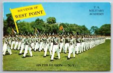 U. S. Military Academy, on the Hudson, NY, Marching West Point Cadets  Postcard picture