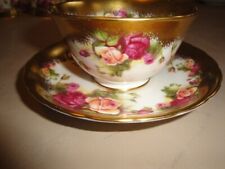 ROYAL CHELSEA Golden Rose Pattern Tea Cup & Saucer Gold Gilt picture