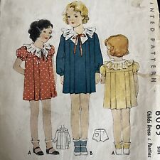 Vintage 1930s McCalls 8085 Girls Puff Sleeve Pleated Dress Sewing Pattern 4 CUT picture