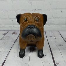 Wooden Hand Carved Wood Bulldog Figurine Statue - 6.5