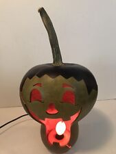 Meadowbrooke Gourds JackOLantern Frankenstein Lighted Halloween Pumpkin 16” Cord picture
