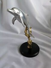 Dolphin And Coral Scene, Silver Figure and Bronze Coral Wood Base picture