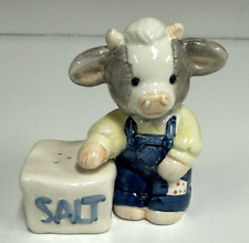Enesco Mary's Moo Moos 1993  Cow With Salt Lick Salt And Pepper Shakers 205990 picture