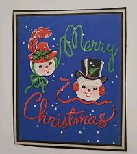 1950s Vtg SNOWMAN & SNOW LADY Couple CHRISTMAS Salesman Sample CARD picture