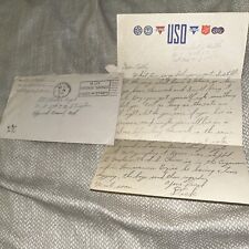 1942 WWII Letter Ft Dix To Edgewood Arsenal MD: USO Letterhead Prisoner’s Camp picture