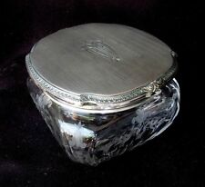 LG. ART DECO DRESSER JAR *STERLING TOP* ETCHED CRYSTAL *McCHESNEY Co. c1920'S picture