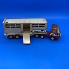 Vintage Tonka Semi Truck, Horse Trailer Pressed Steel Brown, 55010, Hauler picture