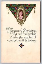 Postcard Arts & Crafts Holly Cameo Christmas Poem c1907 picture