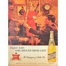 Vintage Oct 1963 Print Ad 10x13 Miller High Life Champagne Of Bottle Beer picture