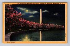 Washington DC-Washington Monument And Cherry Blossoms, Antique Vintage Postcard picture
