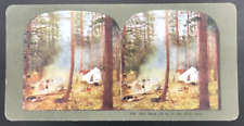 c1900s TW Ingersoll Stereograph #446 Our Snug Camp In The Foot Hills Hunting picture