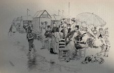 1884 Trouville France Beach Casino illustrated picture