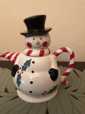 TEMPTATIONS by TARA Teapot Ovenware Snowman Christmas Holiday Pitcher Hot Choc picture