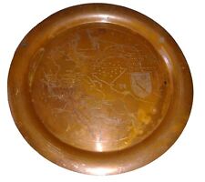 Vintage WW2 Persian Gulf Command Stamped Map Copper Military Souvenir Plate 9.5