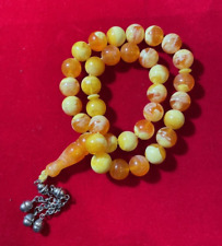 Vintage Yellow Orange Amber Resin Plastic Mala Prayer  Beads DE8 picture