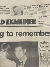 Los Angeles Herald Examiner VTG Newspaper July 29 1981 Royal Wedding Princess Di picture