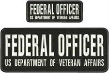 F OFFICER US DEPARTMENT OF V A EMB PATCHE 4X10 AND 2X5 HOOK ON BACK BLACK/WHITE picture