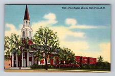 High Point NC-North Carolina, Scenic View First Baptist Church Vintage Postcard picture