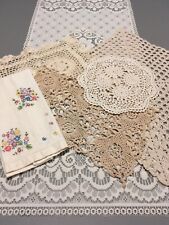 VTG Antique Victorian Crochet Quaker Lace Floral Doilies Cream Lot of 6 READ picture