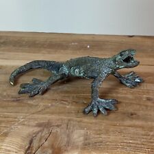 Vintage Bronze Lizard Gecko Statue Figure Life Like Glass Eyes Patina picture