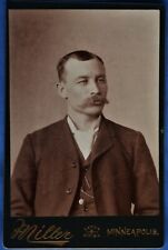Cabinet Photo Man Name Milton Pullen Wide Mustache Miller Minneapolis MN 1890s picture