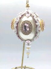 Soft Pink Satin Covered Ornament Beaded Push Pin Large  Pink Stone S picture