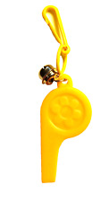 Vintage 1980s Plastic Charm Yellow Whistle for 80s Charms Necklace Clip On Retro picture