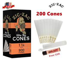 Zig-Zag® Ultra Thin Paper Cones 1 1/4 Size 200 Pack & Free Clipper Lighter US picture